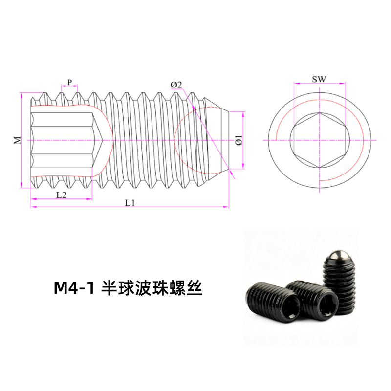 M4-1 Ball Plunger Screw