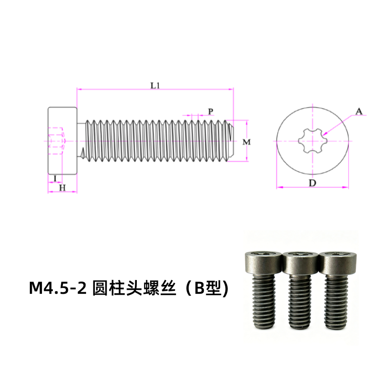 M4.5-2 Halbrundkopfschraube (Typ B)